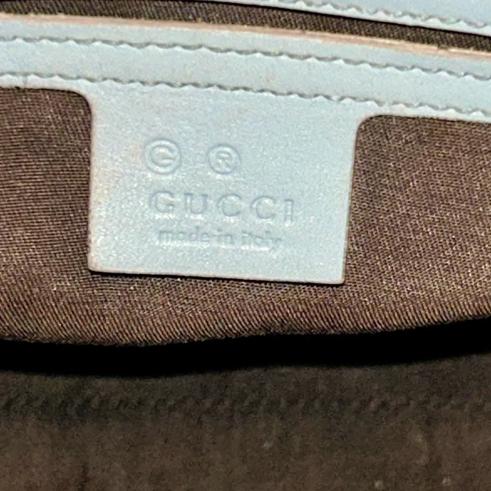 Authentic Gucci Guccissima Joy Boston Bag in light blue. - Picture 12 of 14